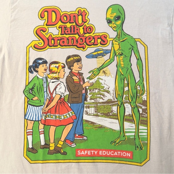 Steven Rhodes Don’t Talk To Strangers Graphic Cotton T-shirt Men’s Medium - Picture 7 of 9